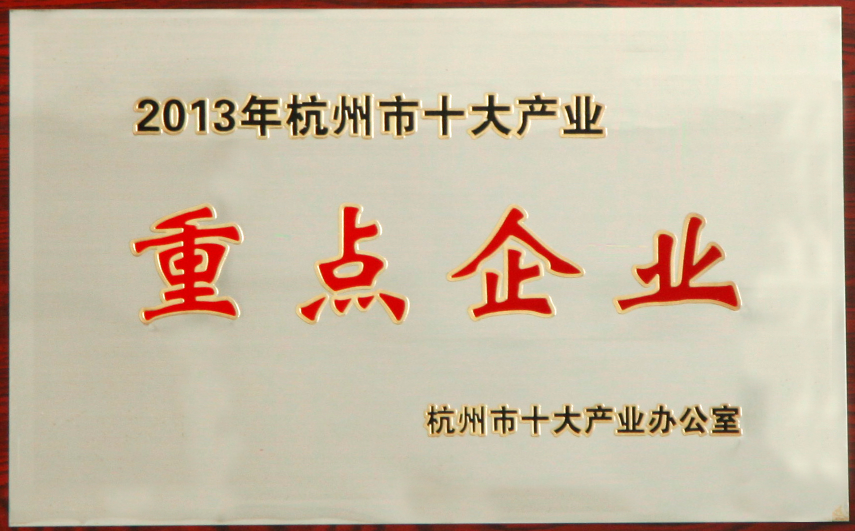 被授予“杭州市十大產業” 重點企業